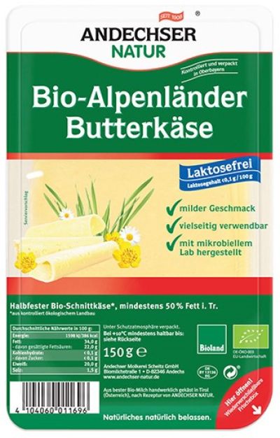 Βιολογικό Ημίσκληρο Κίτρινο Τυρί σε Φέτες Χωρίς Λακτόζη