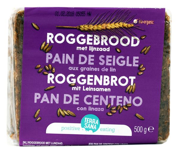 Rye bread with flaxseed in slices