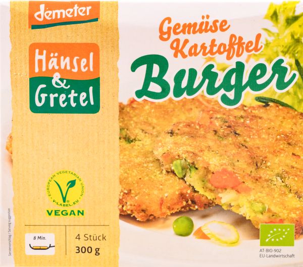 Herbal burger with vegetables and potatoes