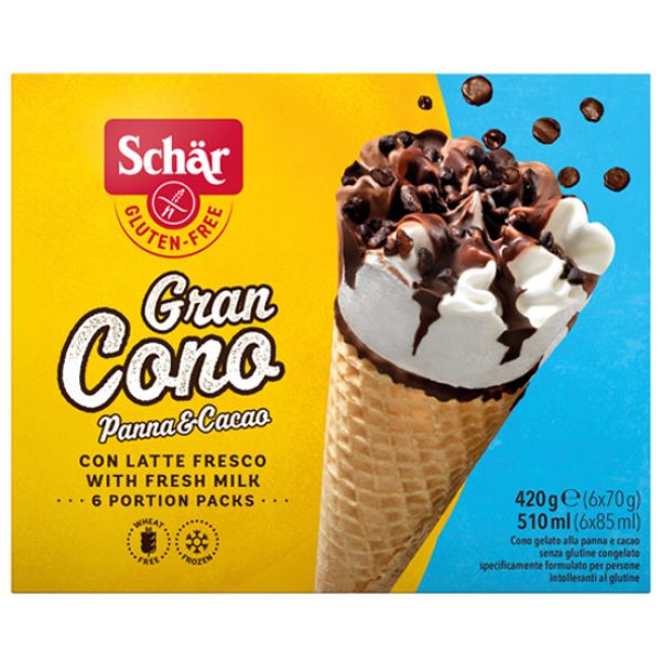 Παγωτό Χωνάκι Κρέμα-Σοκολάτα - Χωρίς Γλουτένη (6x70g)